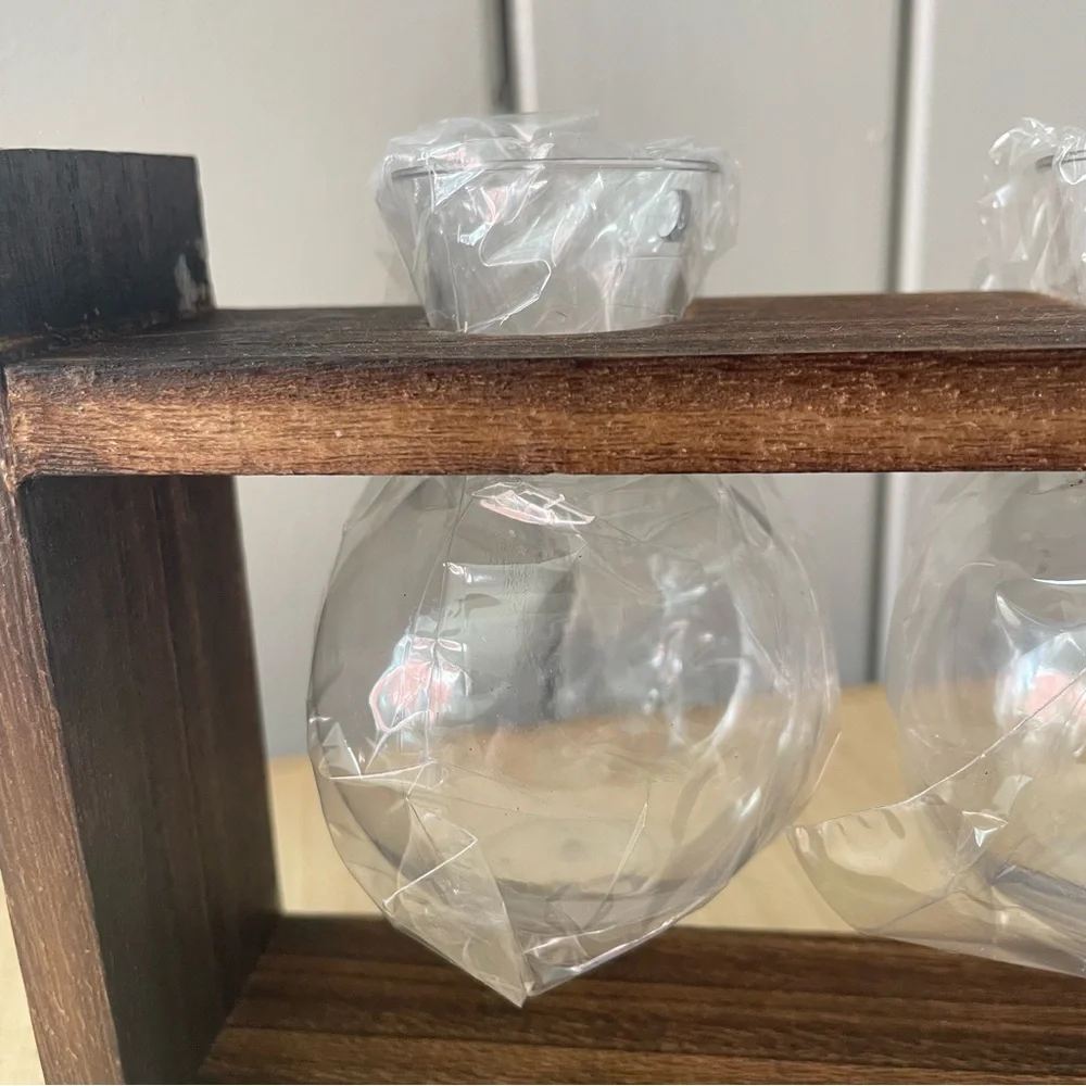 $10 SALE Floating Glass Vase Wooden Frame Home Decor Floral Accent Farmhouse